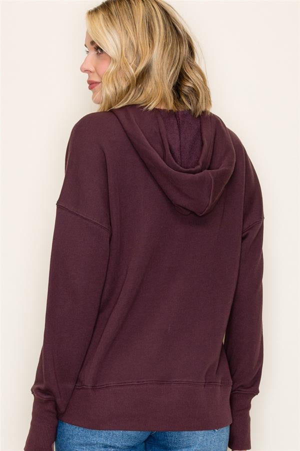Oversized Snap Up Hooded Sweatshirt
