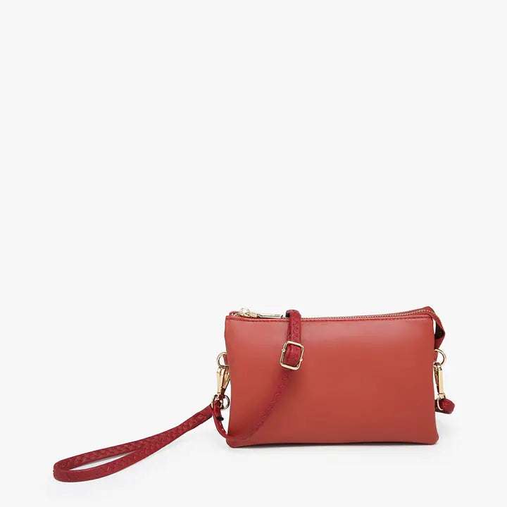 Riley Solid Color 3 Compartment Crossbody/Wristlet