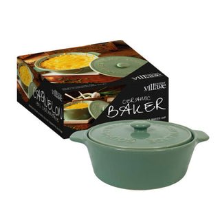 Gourmet du Village Green Ceramic Baker with Lid - Baked Brie & Dip Baker