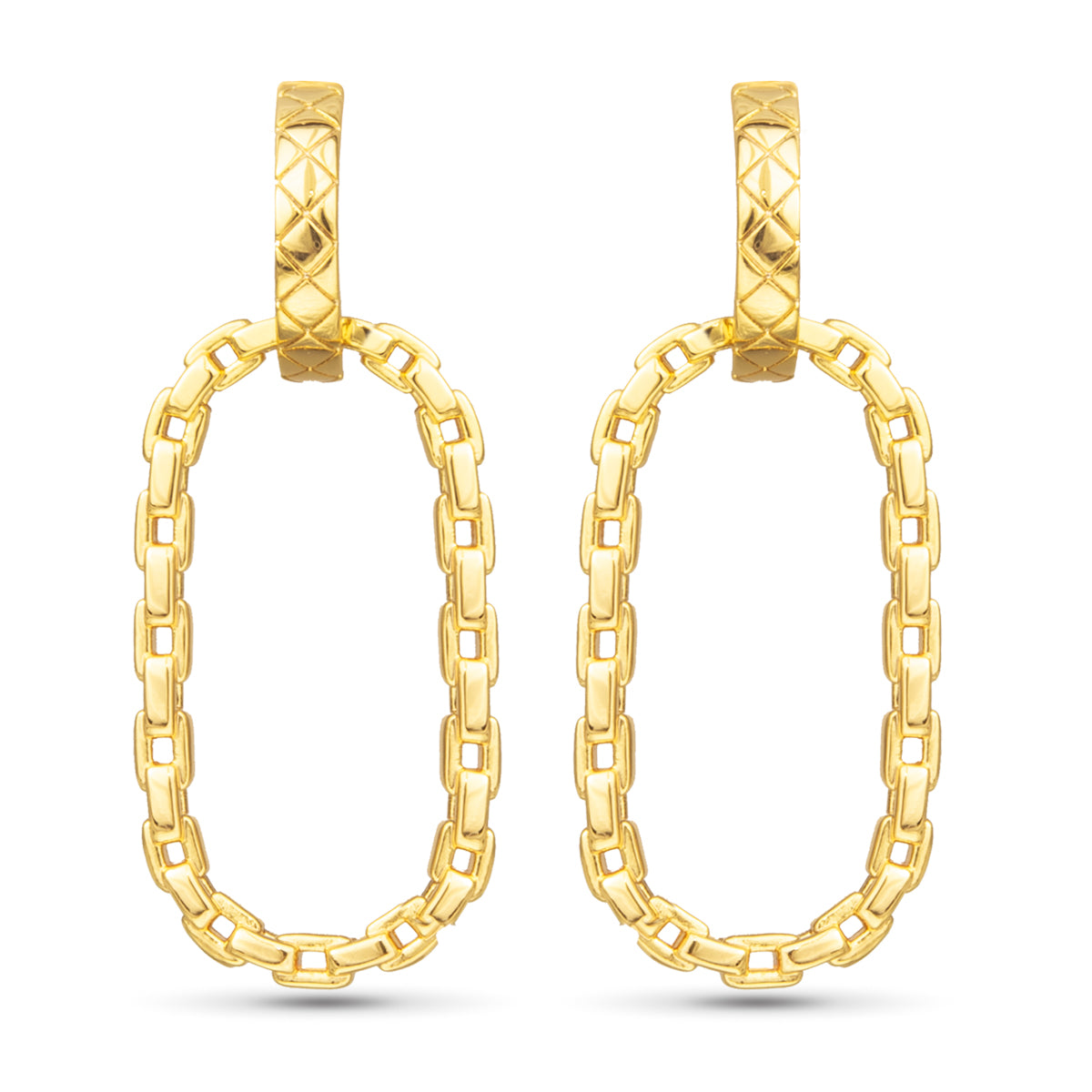 Chiara Polished Chain Link Drop Gold Earrings