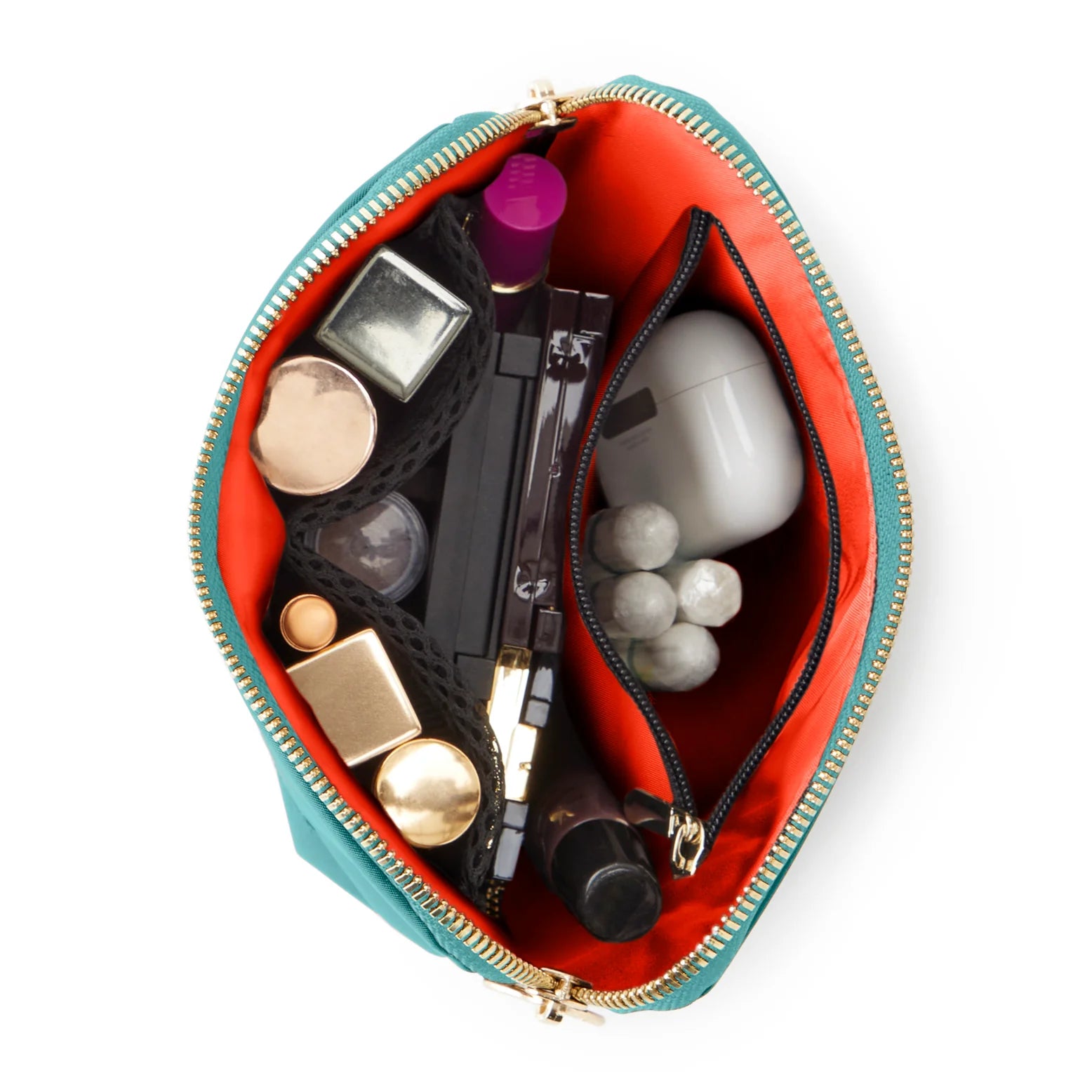 Every Day Makeup Bag Seafoam / Bright Orange