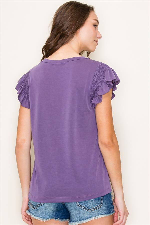 Smocked Ruffle Cap Sleeve Top