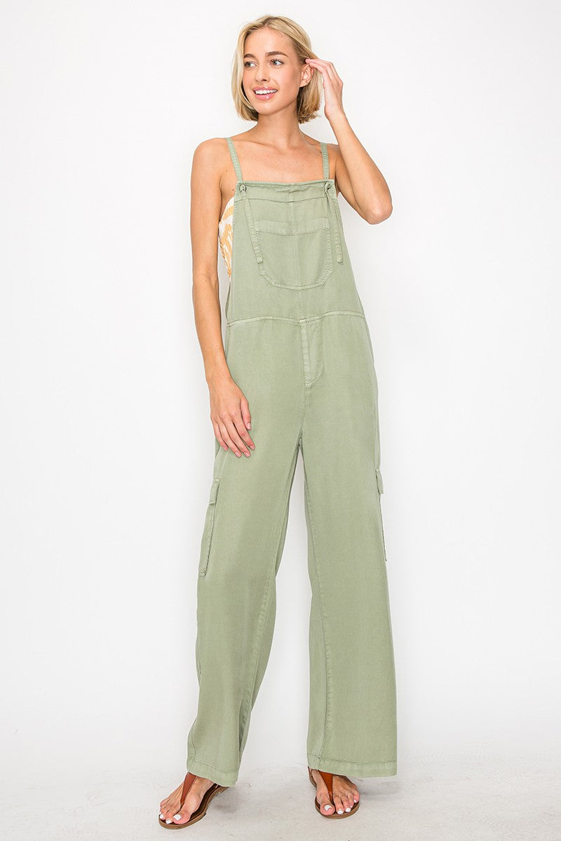 Wide Leg Tencel Overalls FINAL SALE