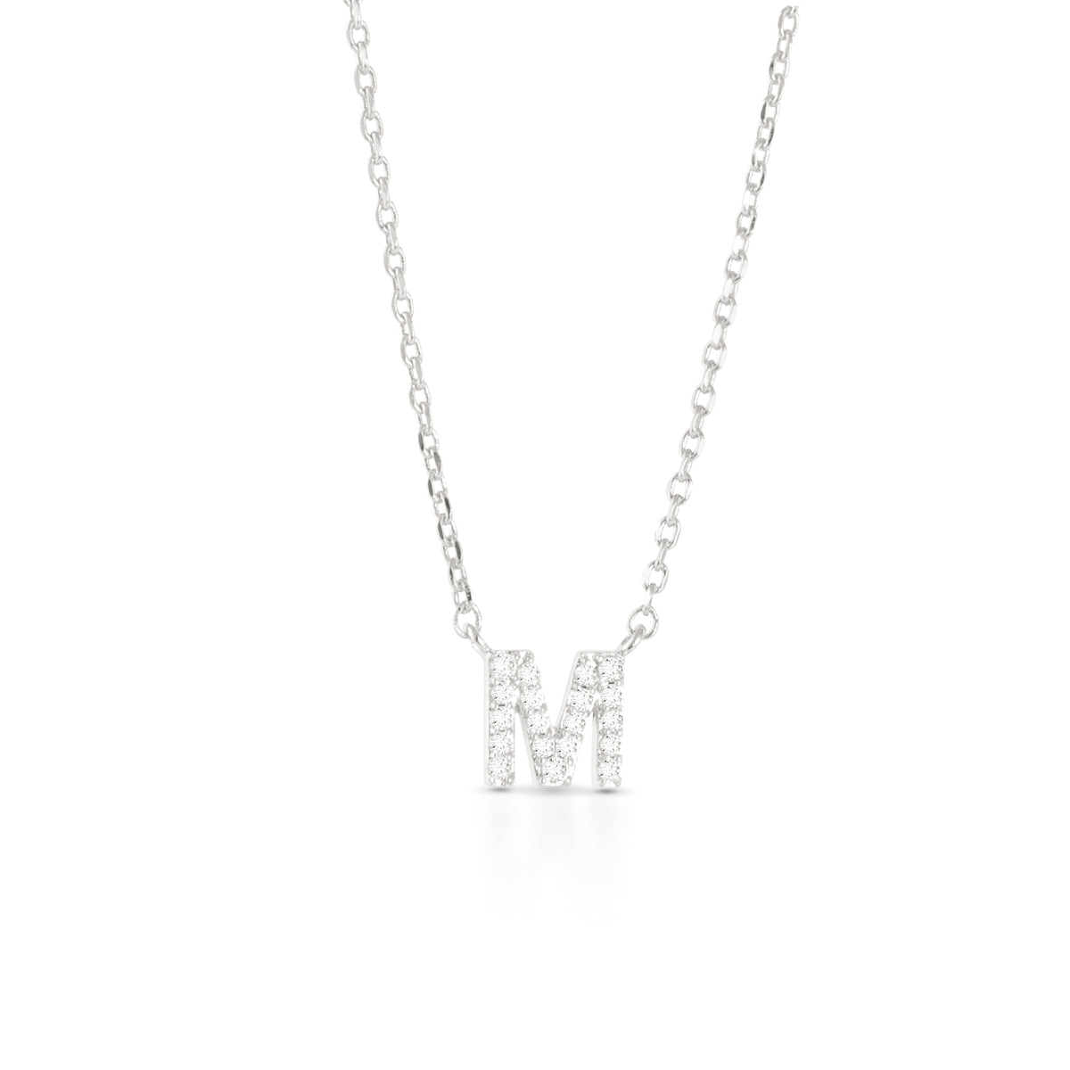 Silver CZ Initial Necklace - M