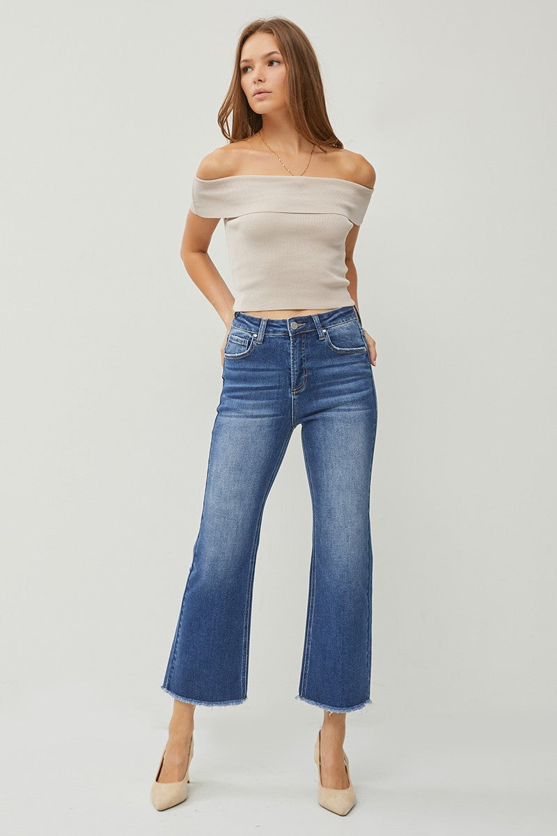 Risen High Rise Ankle Straight Jeans