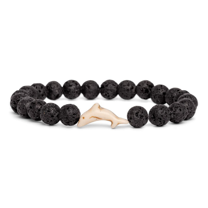 The Odyssey Dolphin Bracelet by Fahlo in Lava Stone