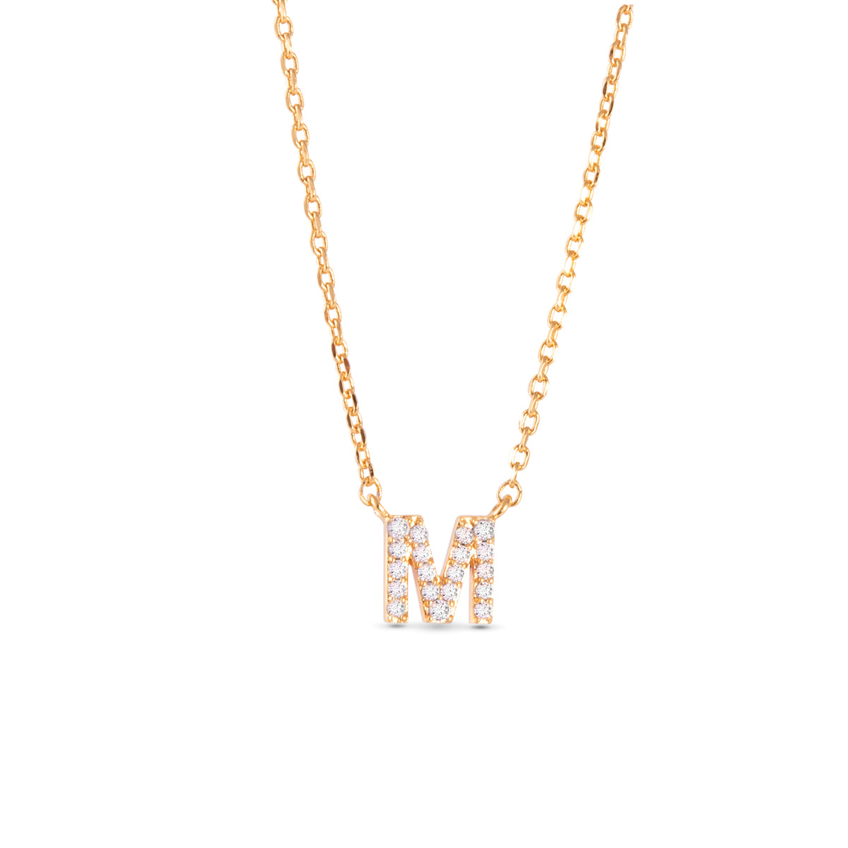 Gold CZ Initial Necklace - M