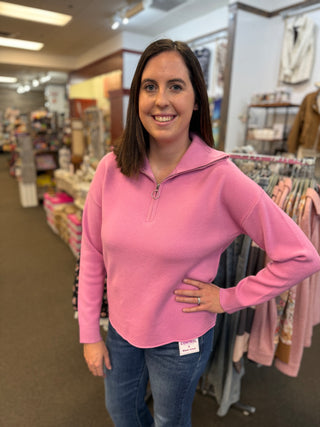 Women's O-Ring Half-Zip Mock Neck Sweater