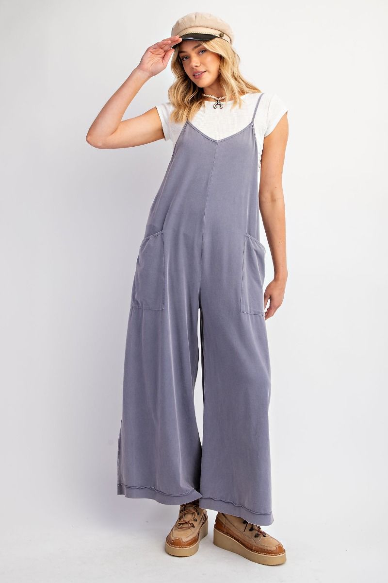 Mineral Washed Wide Leg Jumpsuit