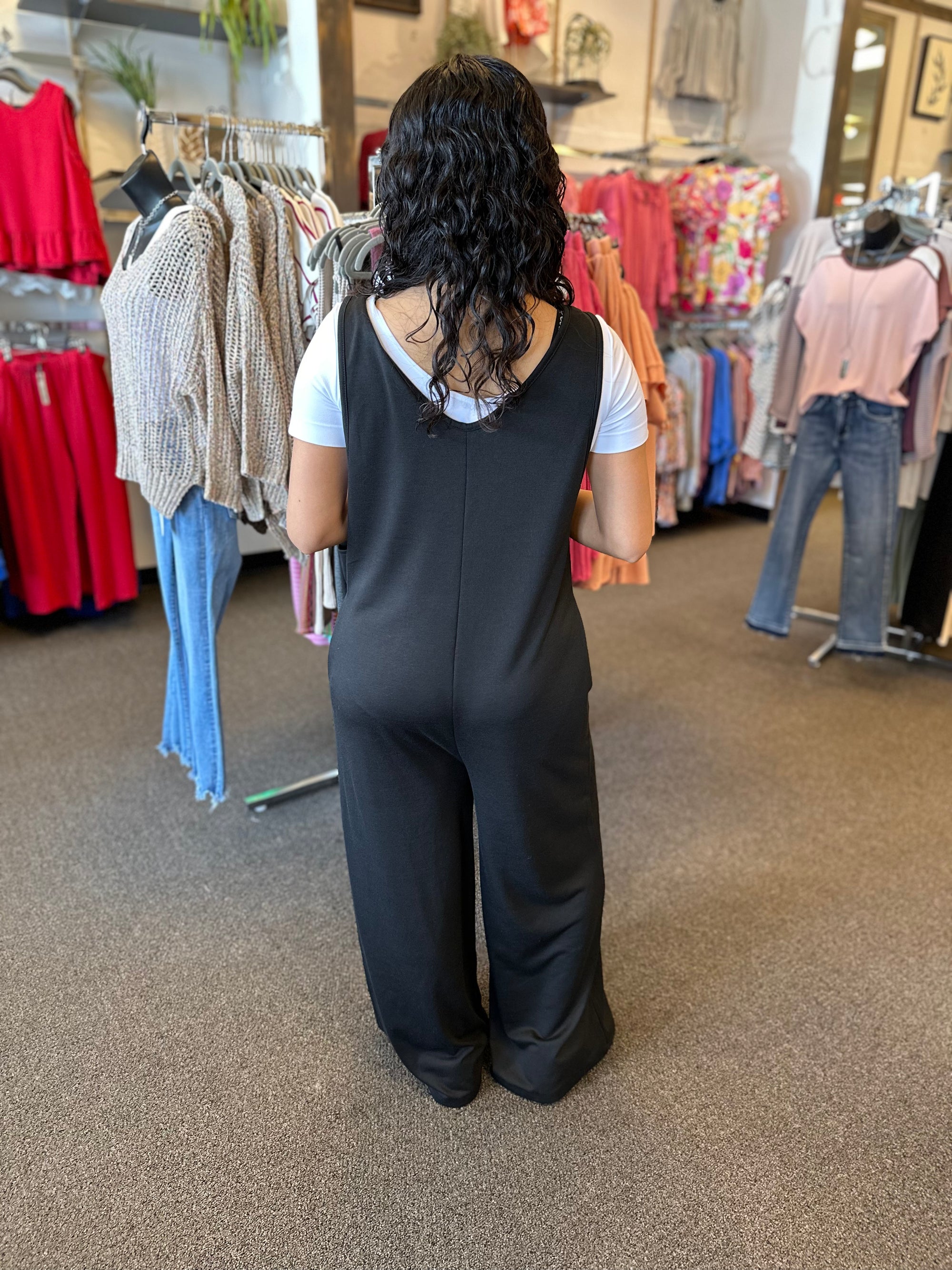 Black Tank Jumpsuit with Pockets