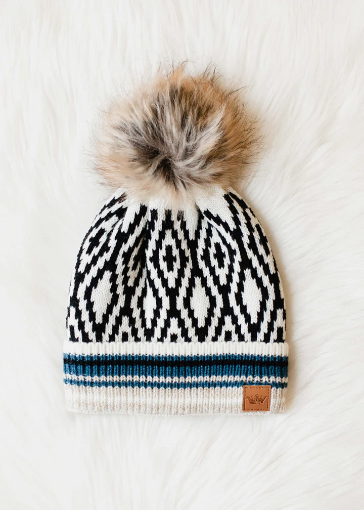 Patterned Knit Pom Hat