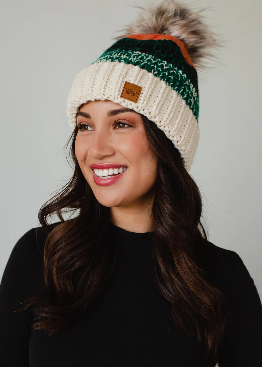 Patterned Knit Pom Hat