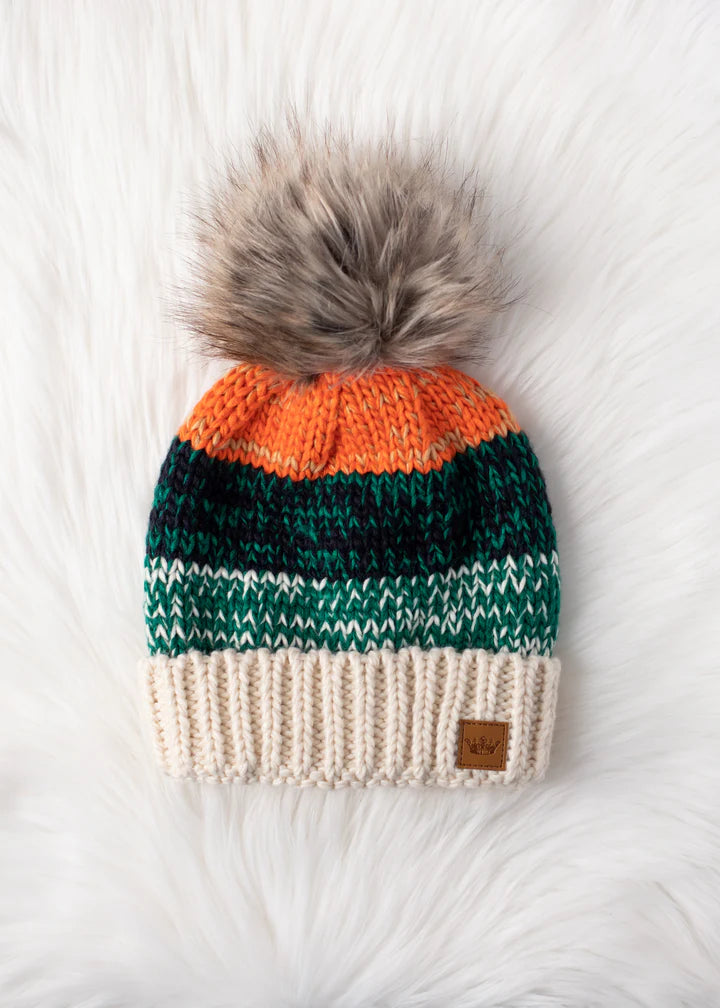 Patterned Knit Pom Hat