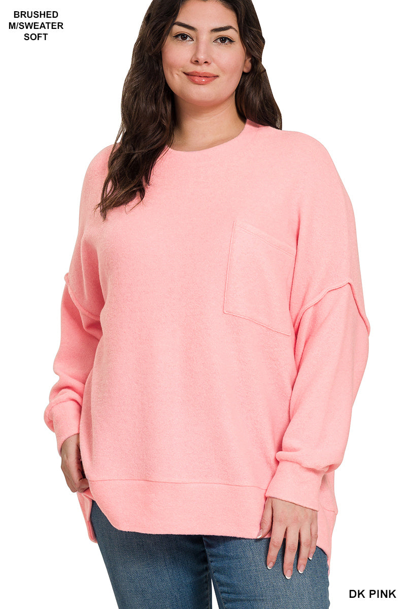 Plus Brushed Melange Oversized Top