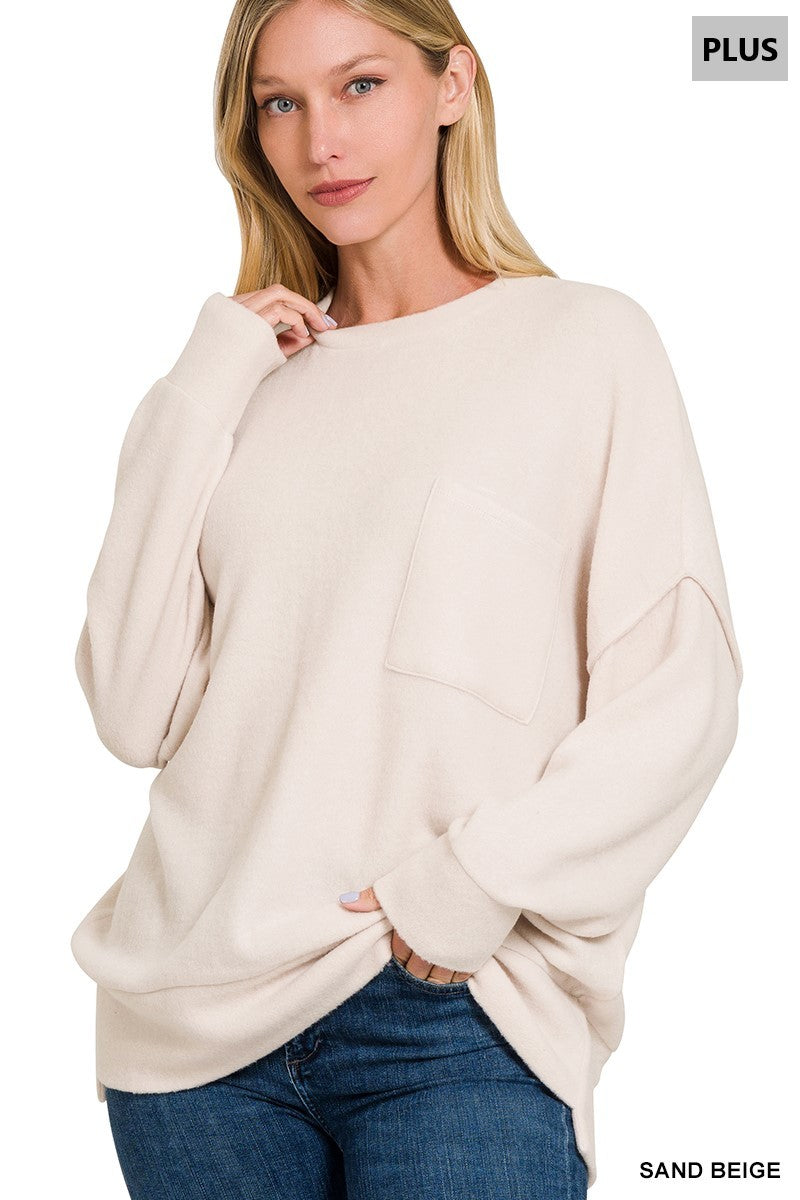 Plus Brushed Melange Oversized Top