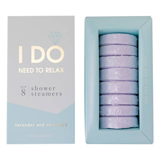 I DO Need To Relax Bridal Shower Steamers by Chez Gagné — a set of 8 lavender and rosemary aromatherapy shower steamers made with premium essential oils, perfect for bridal shower gifts
