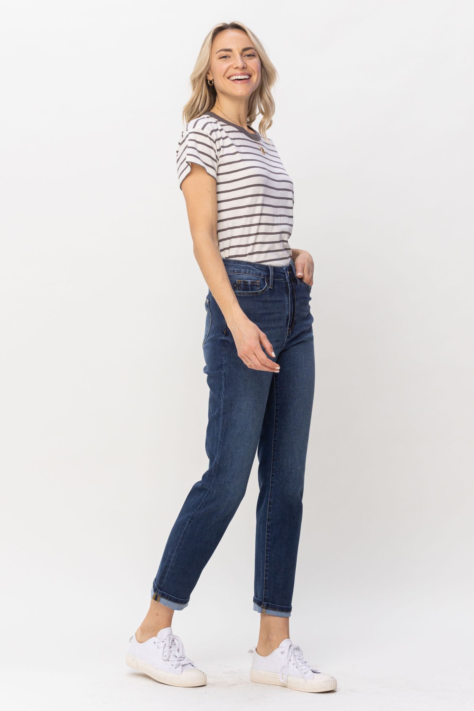 Judy Blue Cuffed Boyfriend Cool Denim Jeans