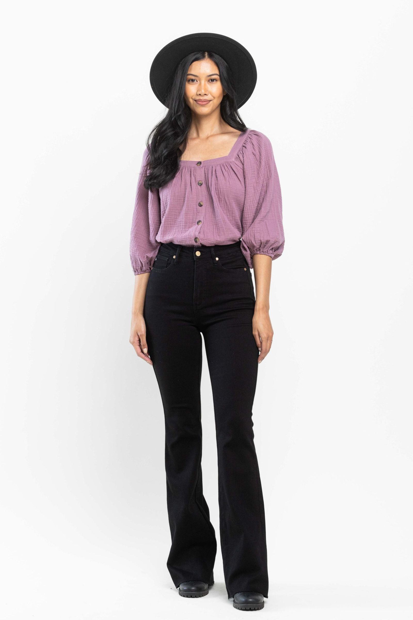 Judy Blue Tummy Control Cut Hem Flare Jeans