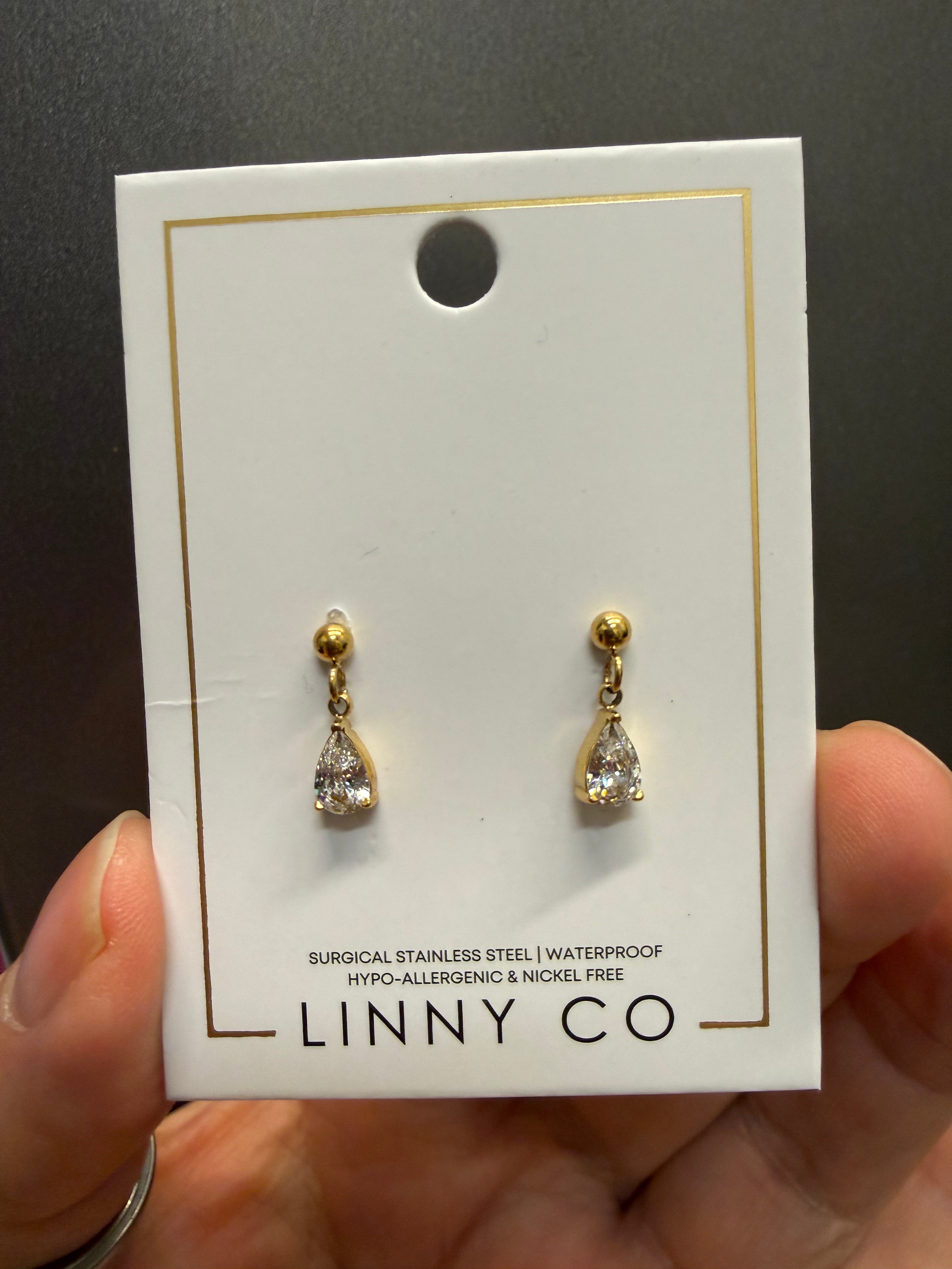 Millie Teardrop CZ Gold Screwback Stud Earrings