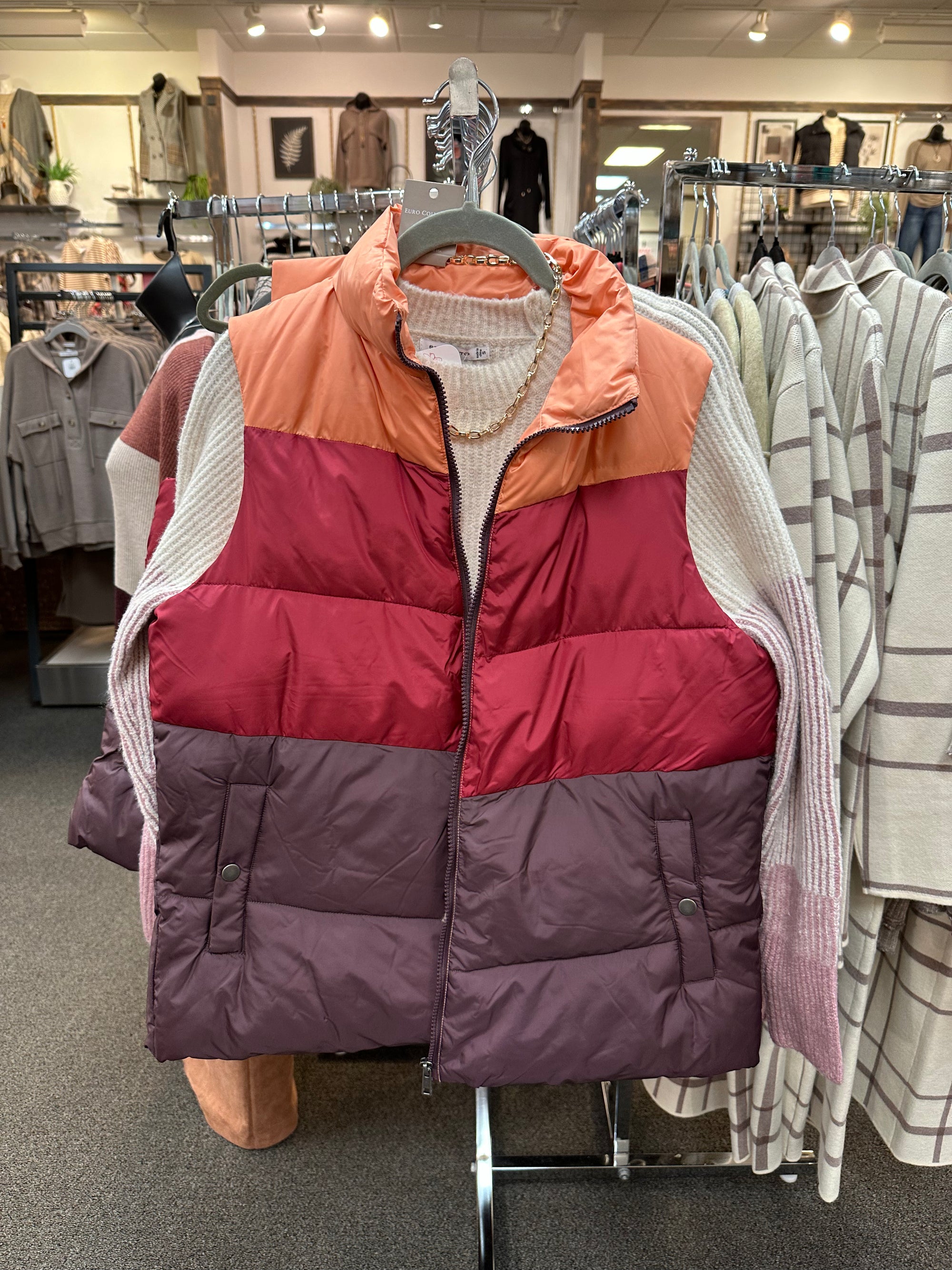 Colorblock puffer vest on sale