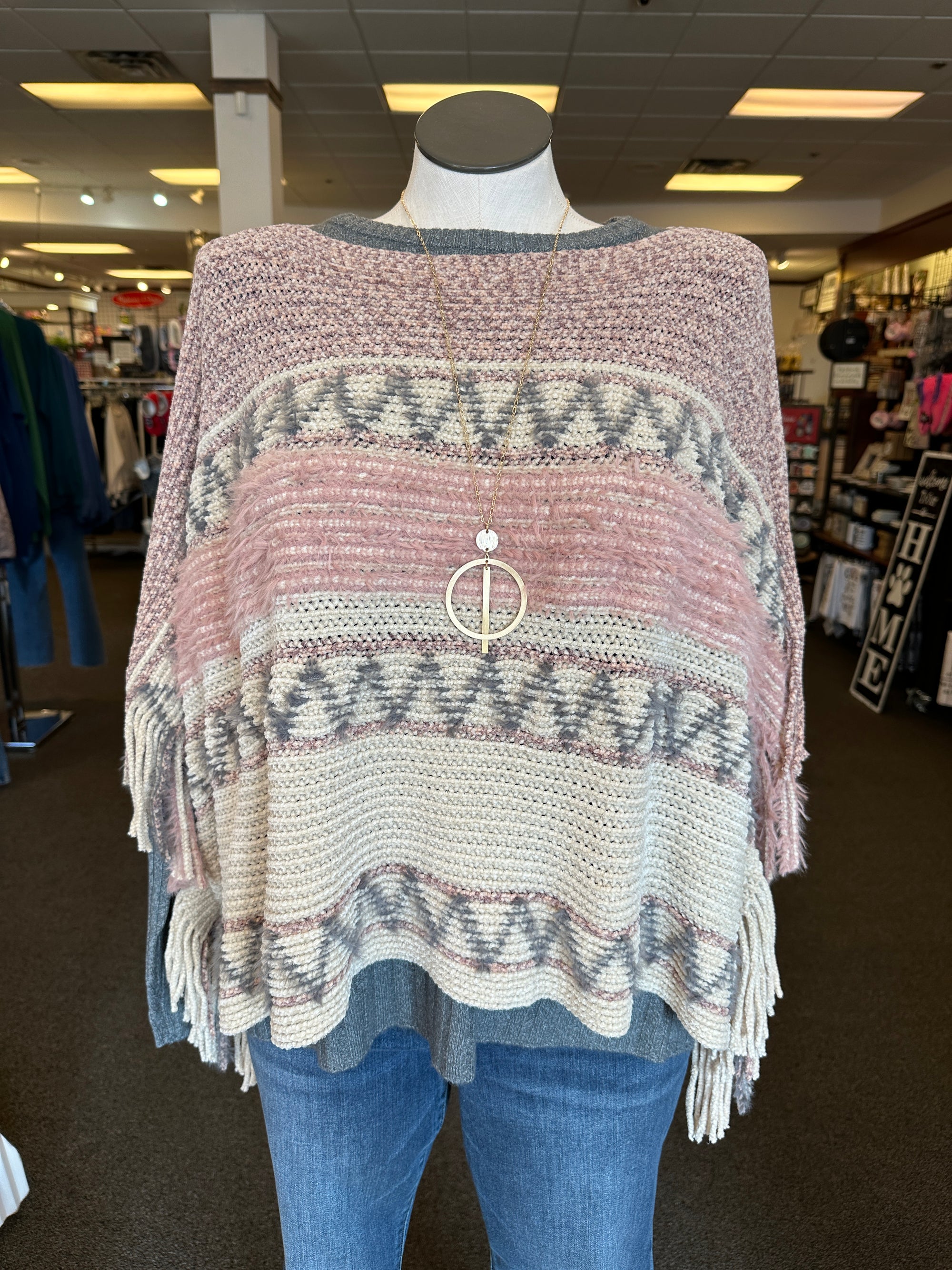 Fuzzy Chenille Wavy Striped Sweater