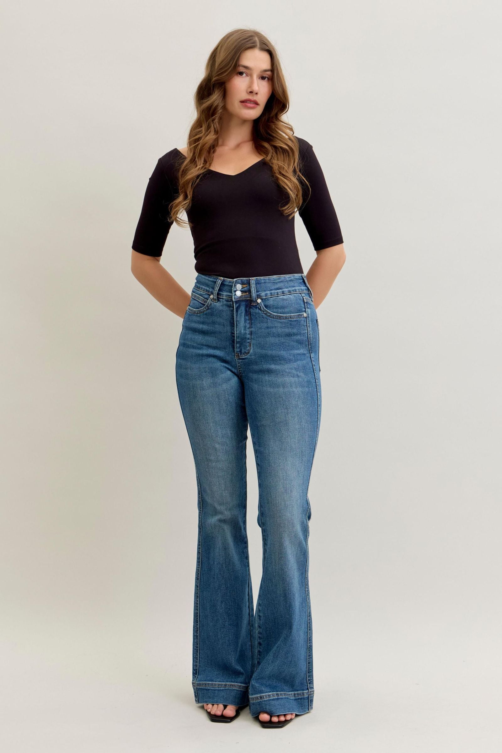 Judy Blue Flare Double Button Jeans