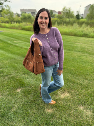 Women's Cozy Button-Down Crew Neck Cardigan