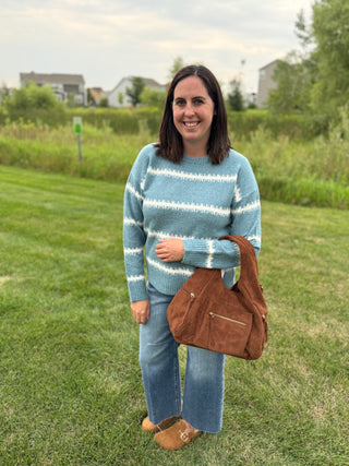 Women's Relaxed Fit Striped Pullover Sweater