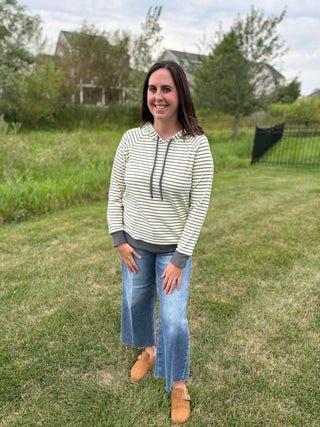 Women's Micro Brushed Striped Hoodie Top
