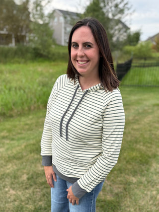 Women's Micro Brushed Striped Hoodie Top
