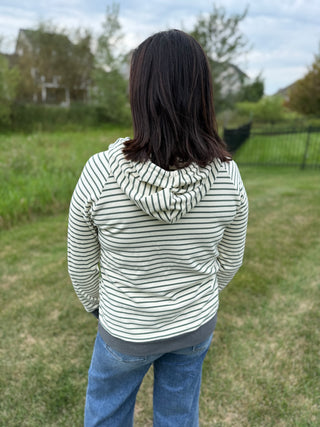 Women's Micro Brushed Striped Hoodie Top