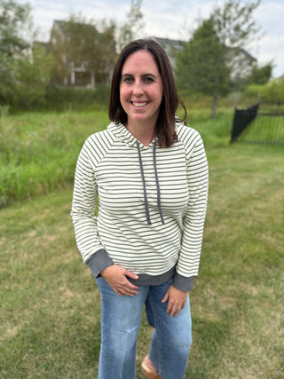 Women's Micro Brushed Striped Hoodie Top