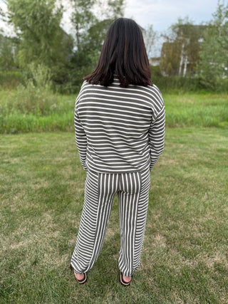 Women's Waist Strap Tie Stripe Parachute Pants