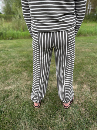 Women's Waist Strap Tie Stripe Parachute Pants
