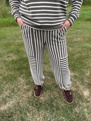 Women's Waist Strap Tie Stripe Parachute Pants
