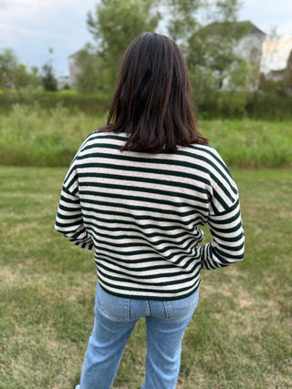 Women's Bold Striped Button-Down Sweater Cardigan