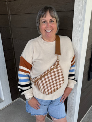 Plus Size Stripe Sleeve Sweater