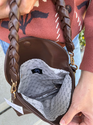 Shay Braided Strap Pebbled Leather Crossbody Bag