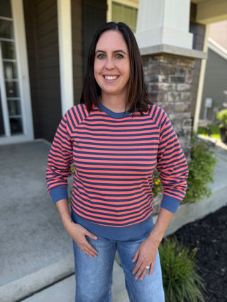 Women's Relaxed Fit Striped Sweatshirt