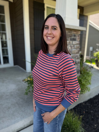 Women's Relaxed Fit Striped Sweatshirt