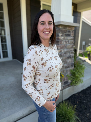 Women's Ditsy Floral Print Crew Neck Sweater