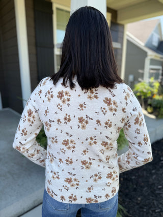 Women's Ditsy Floral Print Crew Neck Sweater
