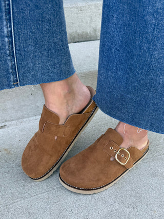 Women's Corkys Distracted Clogs — Camel Faux Suede