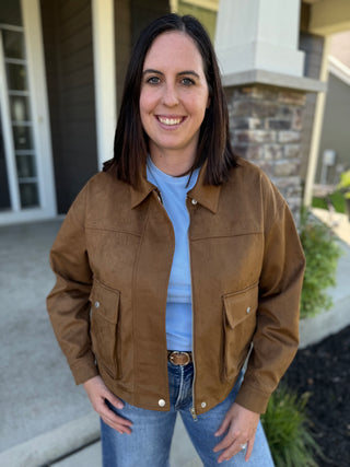 Rustic Pine Jacket | Women's Faux Suede Zip-Front Jacket