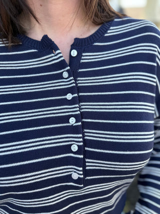 Striped Henley Sweater | Women's Relaxed Fit Pullover