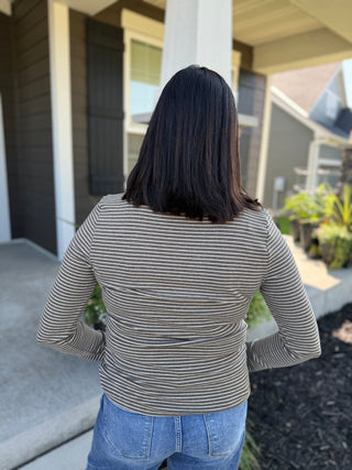 Women's Basic Striped Jersey Long Sleeve Top