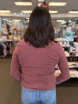 Women's Basic Striped Jersey Long Sleeve Top