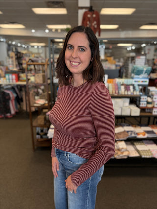 Women's Basic Striped Jersey Long Sleeve Top