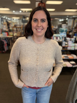 Wool-Touch Patch-Pocket Button-Front Cardigan
