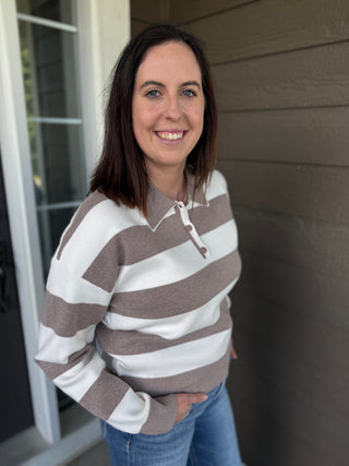 Normandy Top | Women's Striped Collared Knit Top